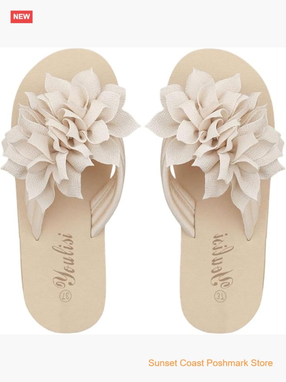 Women's Boho Flip Flop Sandals with Flower Appliques